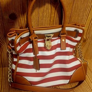 MICHAEL KORS Red & White Striped Bag